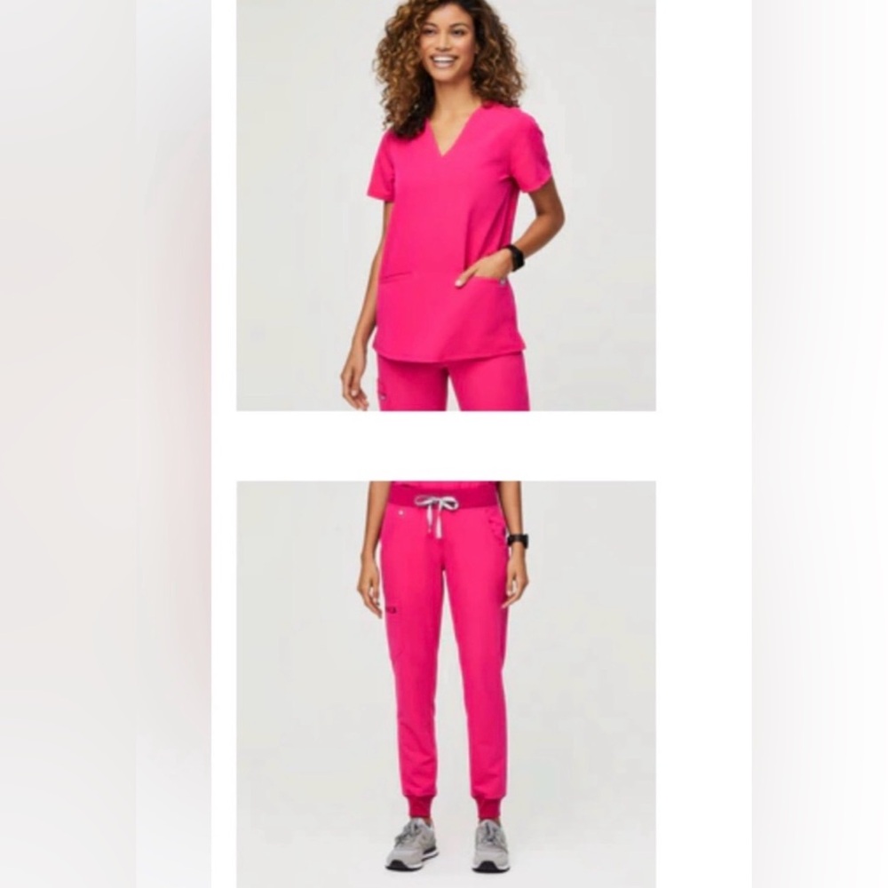 Figs Women's Shocking Pink Scrub Set Large